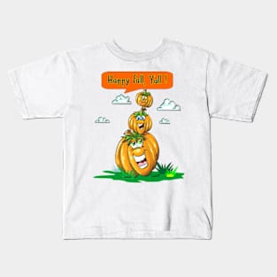 Pumpkins Pumpkins Pumpkins Happy fall yall Halloween and Thanksgiving Gift Kids T-Shirt